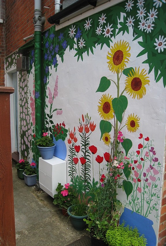 Cottage garden hand painted mural (private home)